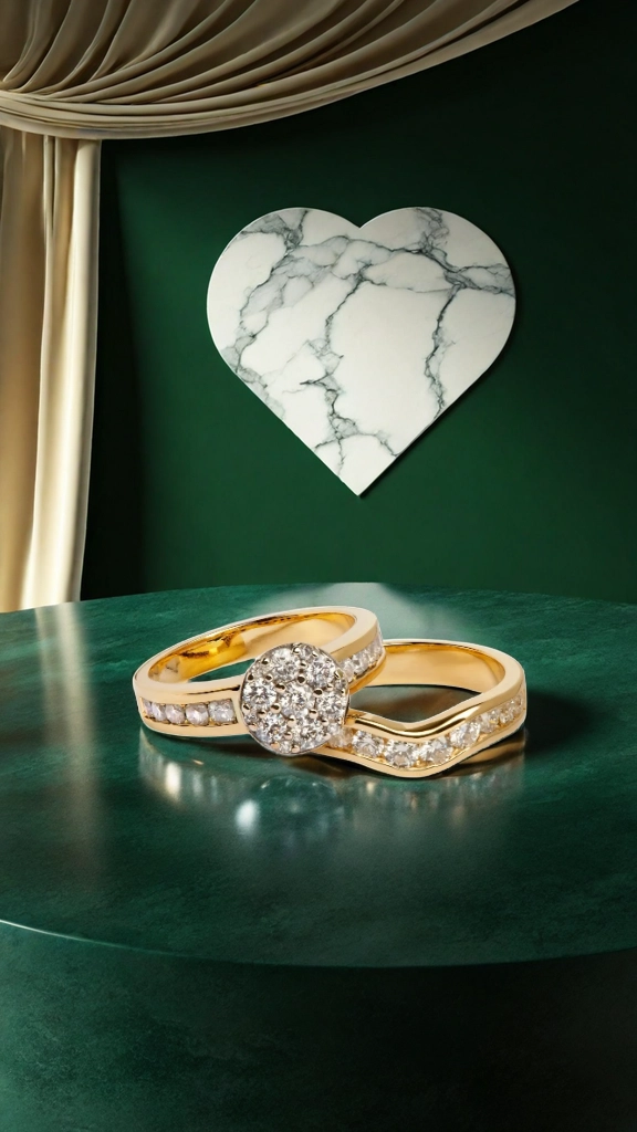 Couple Rings on Luxurious Green Emerald Potrait  1