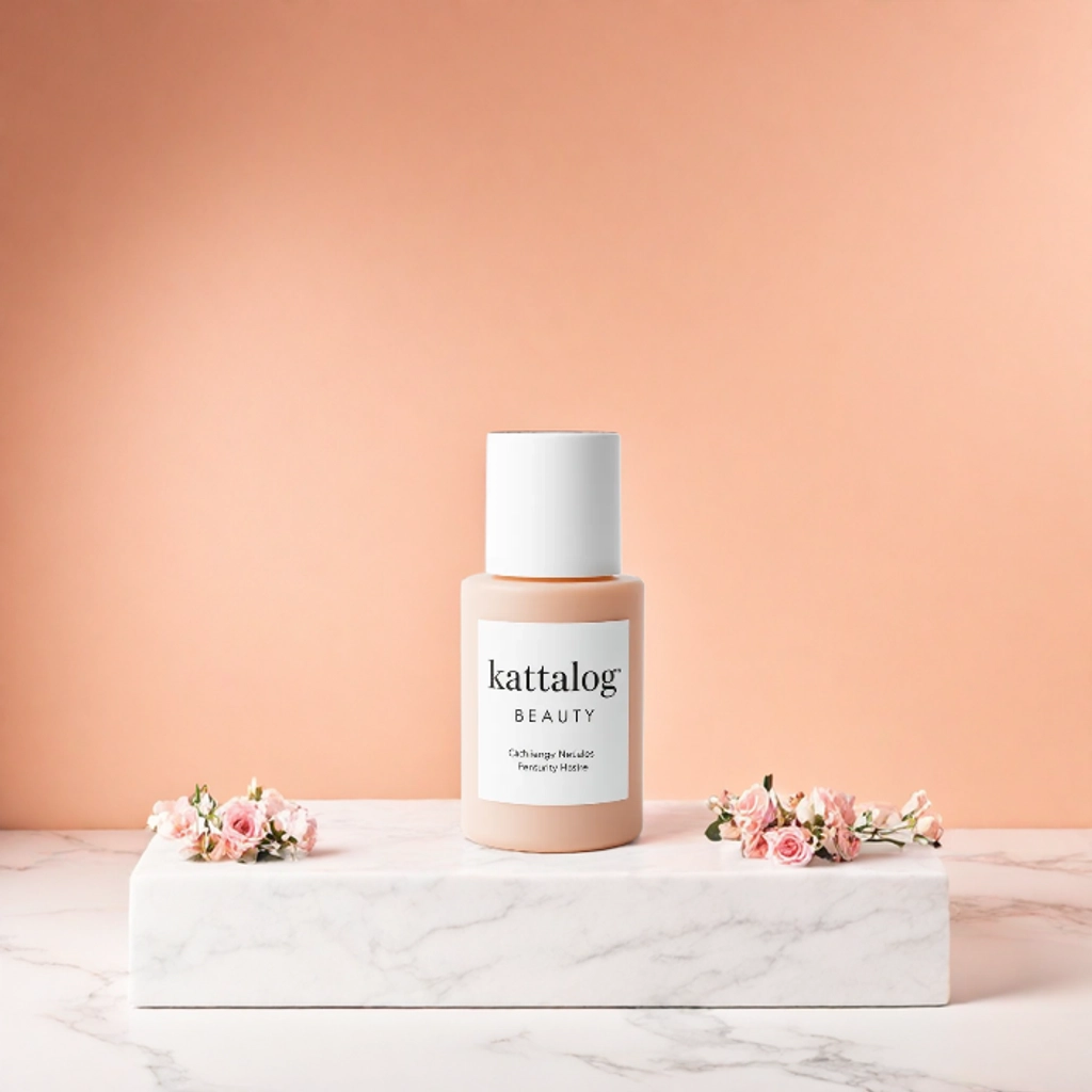 Kattalog Facial Wash on Marbel Pedestal with Peach background 2