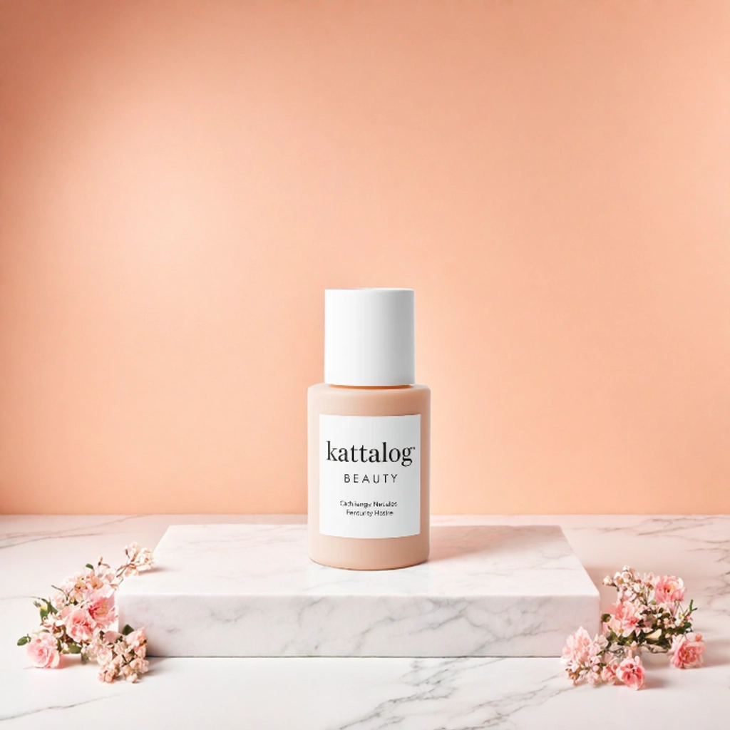 Kattalog Facial Wash on Marbel Pedestal with Peach background 3