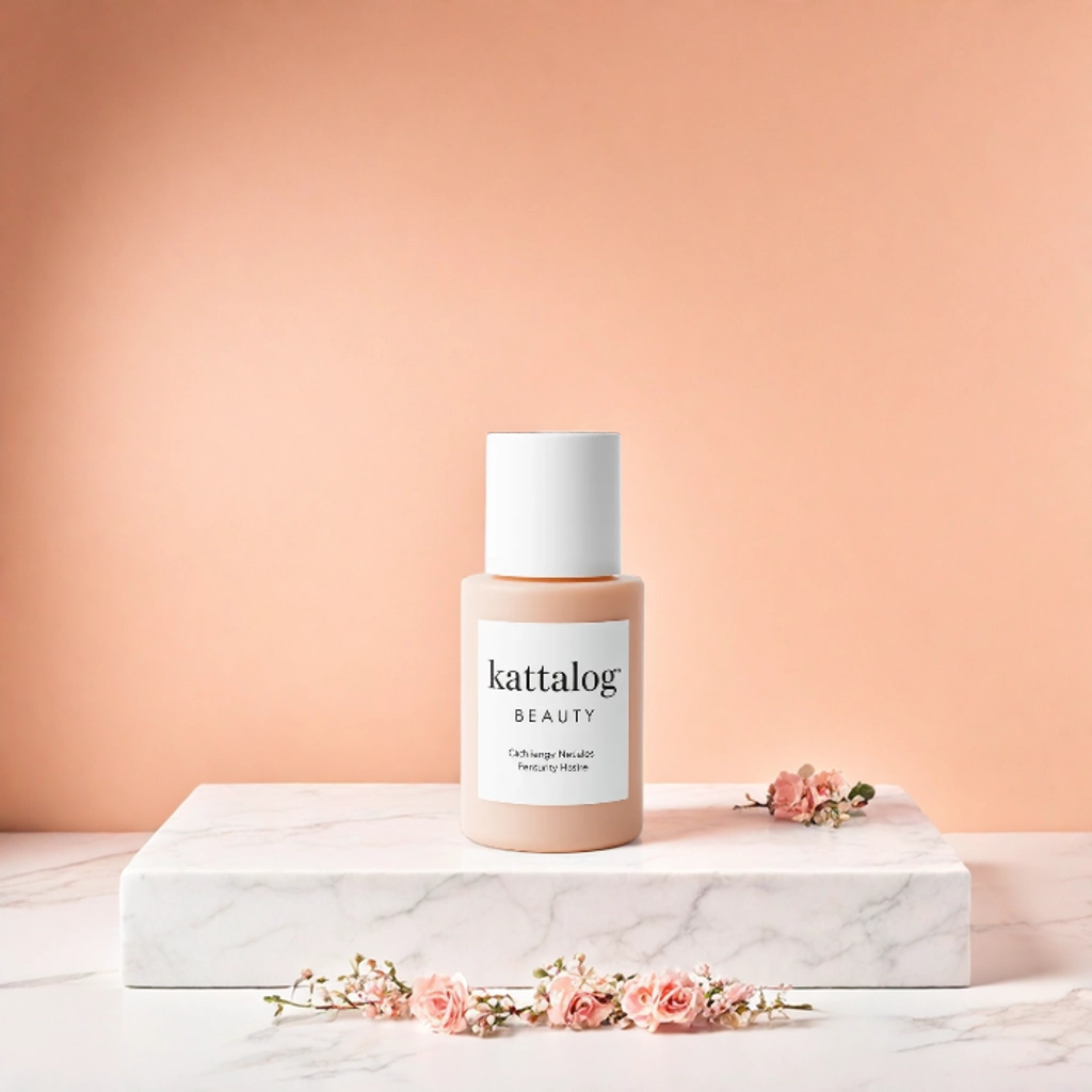 Kattalog Facial Wash on Marbel Pedestal with Peach background 1