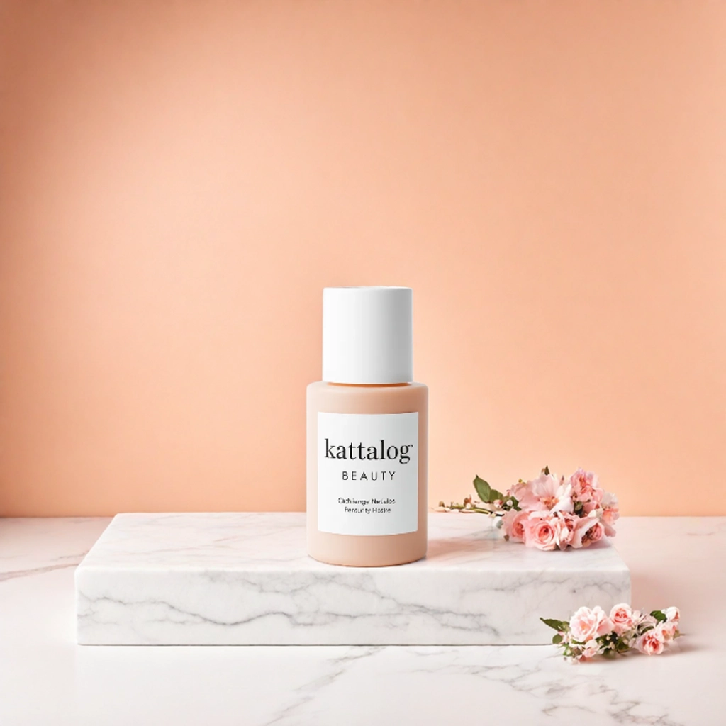 Kattalog Facial Wash on Marbel Pedestal with Peach background 4