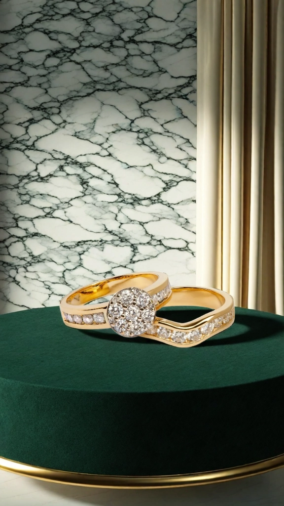 Couple Rings on Luxurious Green Emerald Potrait  2