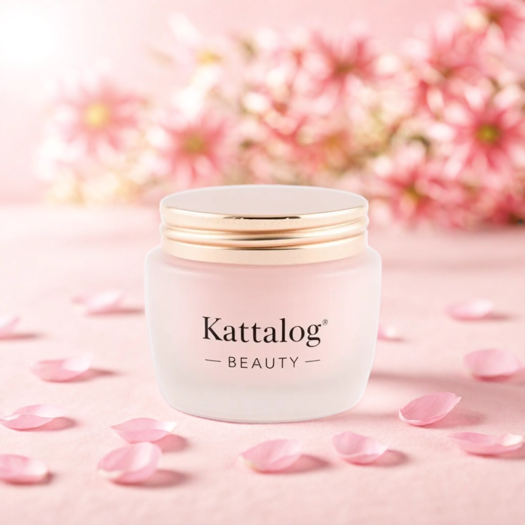 Kattalog Face Cream on soft pink floral backdrop 1