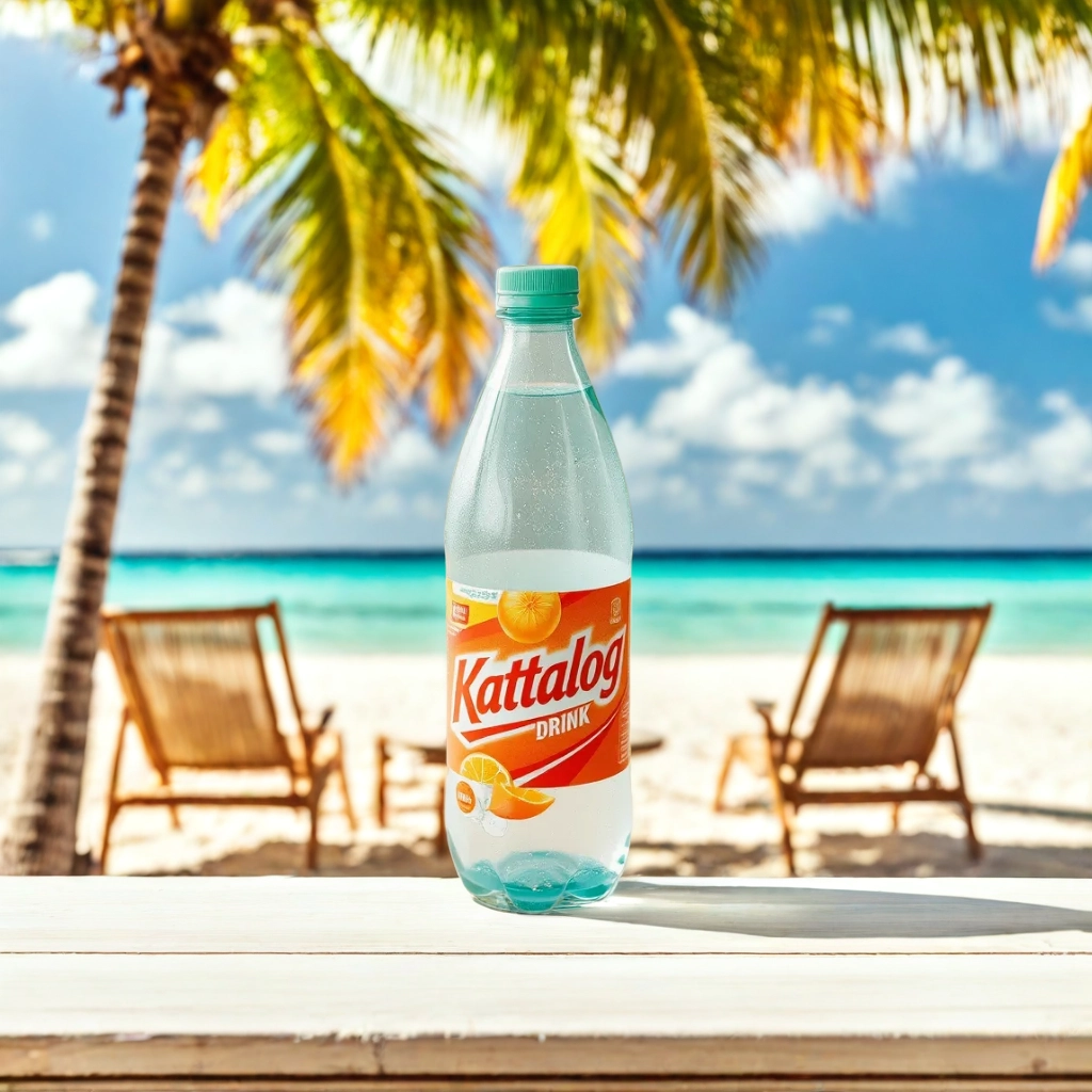 Kattalog Drink on Table with Beach, Tropical Island background 3