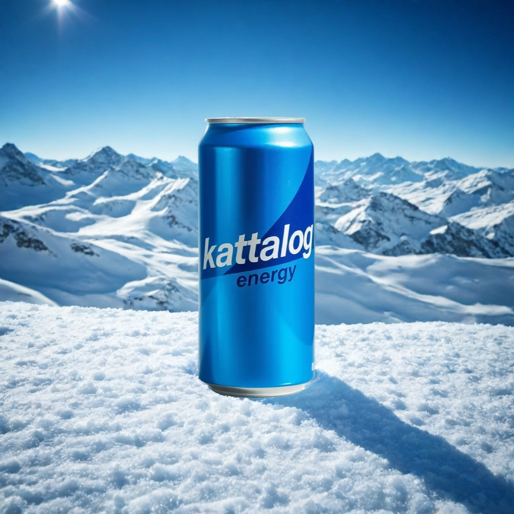 Kattalog Energy Drink on Snowy Mountain Background 2