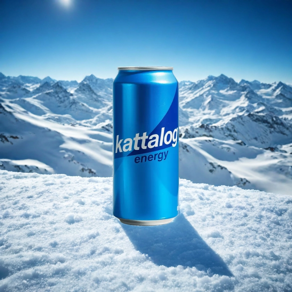 Kattalog Energy Drink on Snowy Mountain Background 4